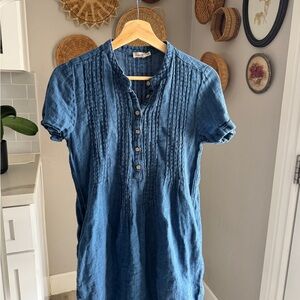 Faherty Indigo Button-Up Mini Dress